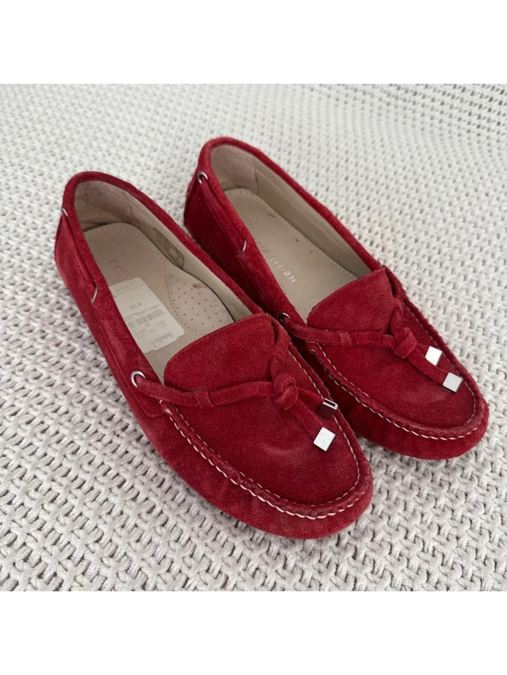 patricia green red suede loafers
